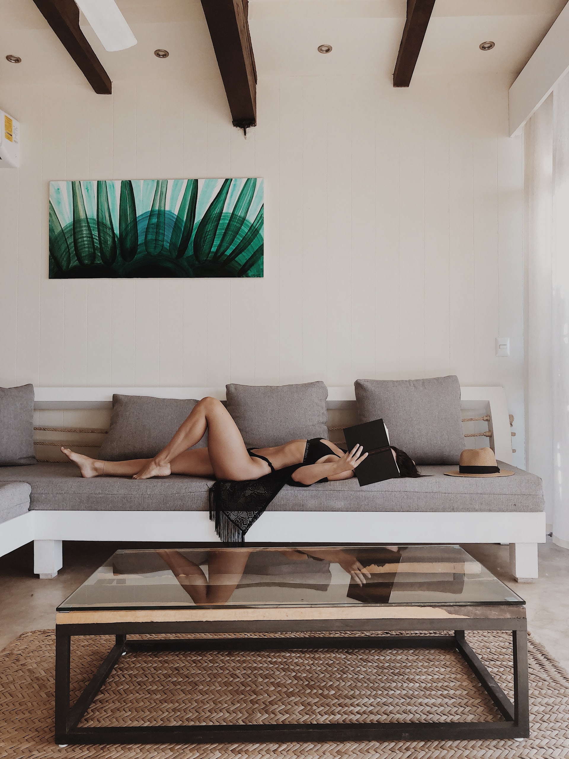 gray and black sectional couch